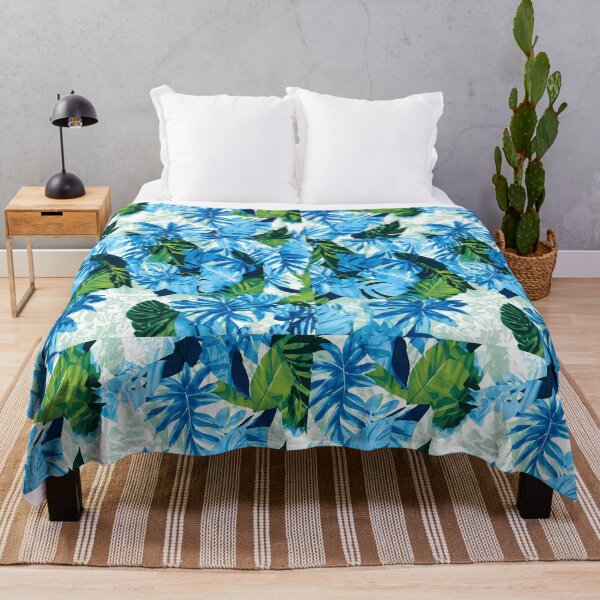 Item preview, Tropical Blue Leaves Seamless Summer Pattern designed and sold by blackBubble1.