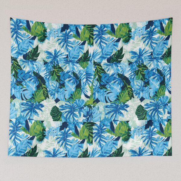 Item preview, Tropical Blue Leaves Seamless Summer Pattern designed and sold by blackBubble1.