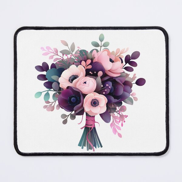 Item preview, Pink Purple Anemone Bouquet with Ribbon - Elegant Romantic Floral Art Print designed and sold by DesignArtist.ia.