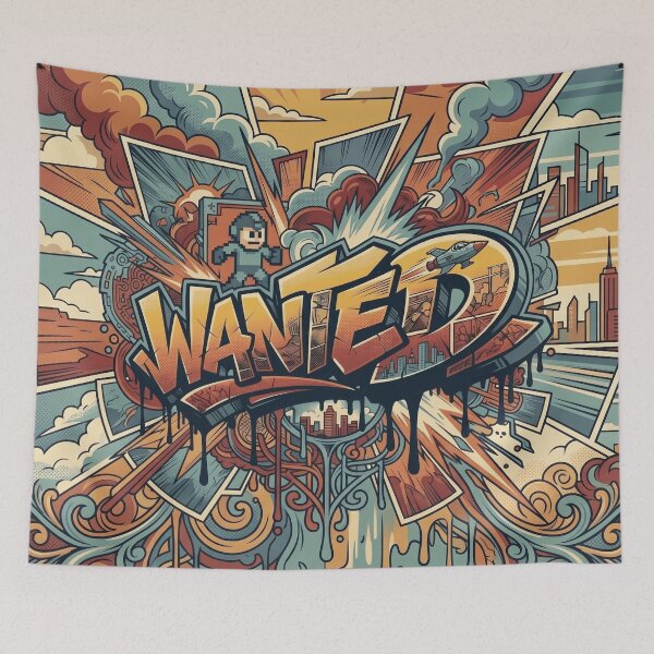 Item preview, WANTED Graffiti Splash Light Minimalist Comic Art designed and sold by MarCinu Art.