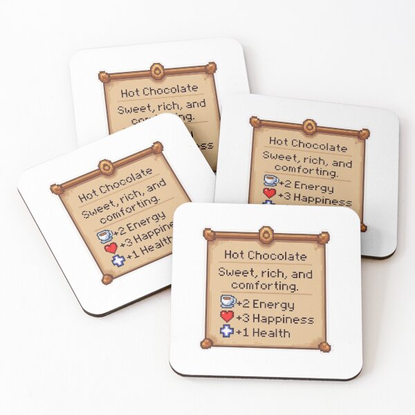Item preview, Hot Chocolate Sweet, Rich, And Comforting. +2 Energy +3 Happiness +1 Health RPG Gamer Stats Boost Player designed and sold by GrumpySableye.
