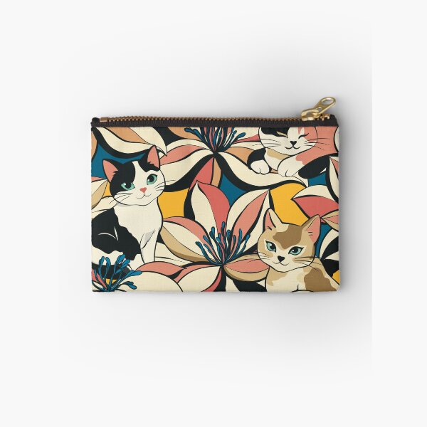 Item preview, Cute Cats and Floral Seamless Pattern | Kawaii Cat Lily Flower Repeat Print Design designed and sold by MonNoir.