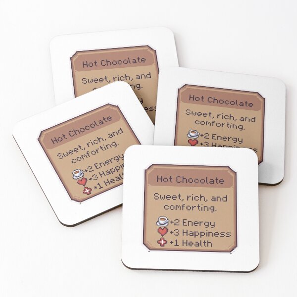 Item preview, Hot Chocolate Sweet, Rich, And Comforting. ☕ +2 Energy ❤️ +3 Happiness ➕ +1 Health Gamer RPG Stats Comfort Drink designed and sold by GrumpySableye.