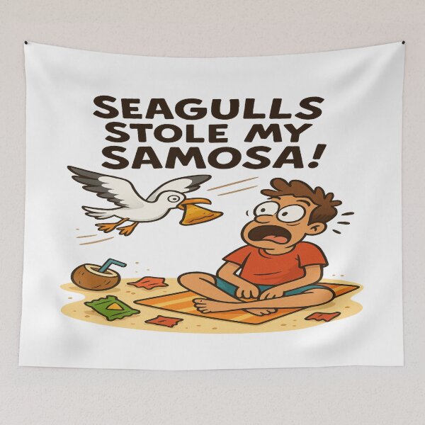 Item preview, Seagulls Stole My Samosa Funny Goa Beach – Indian Street Food Humor Vacation Design designed and sold by Globalcitytees.