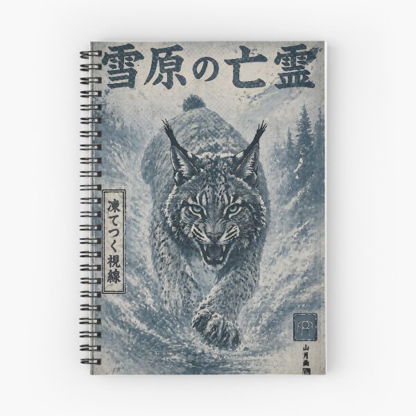 Item preview, Snow Lynx — 雪原の亡霊 Vintage Japanese Ink Wildlife Art Print designed and sold by Timelyrelic.