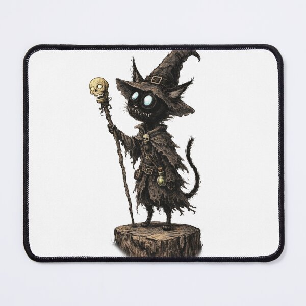 Item preview, Skeletal Black Cat Mage Wizard - Gothic RPG Aesthetic Art designed and sold by kitastylish.