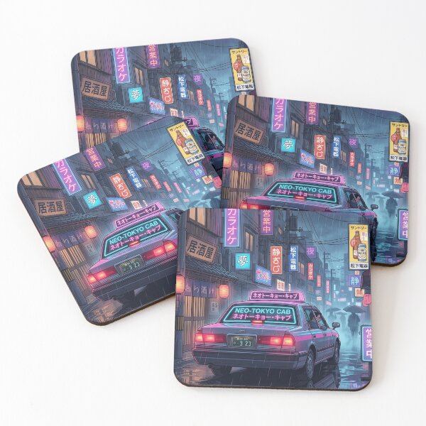 Item preview, Cyberpunk Neo Tokyo Taxi Rainy Neon Night Retro Vaporwave Art designed and sold by UltimateJapan.