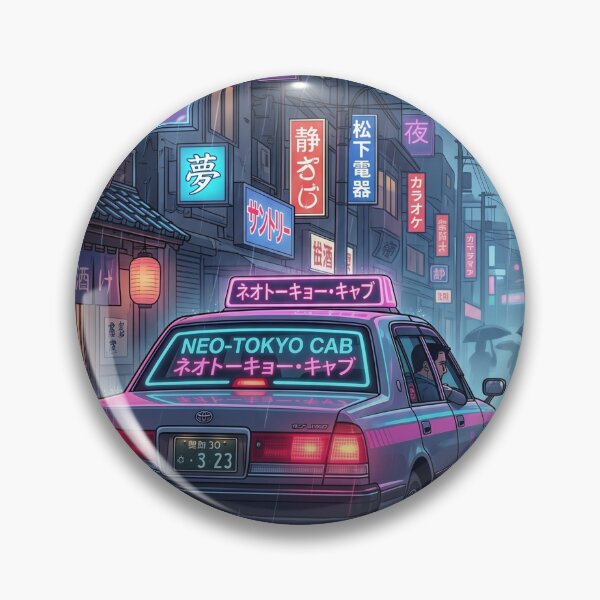Item preview, Cyberpunk Neo Tokyo Taxi Rainy Neon Night Retro Vaporwave Art designed and sold by UltimateJapan.