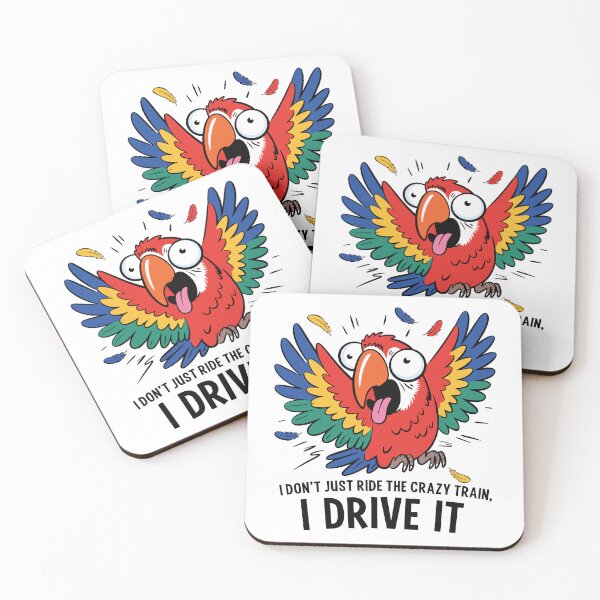 Item preview, Crazy Parrot "I Drive the Crazy Train" Funny Bird Design designed and sold by ArthousePromos.