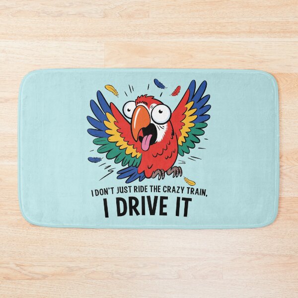 Item preview, Crazy Parrot "I Drive the Crazy Train" Funny Bird Design designed and sold by ArthousePromos.