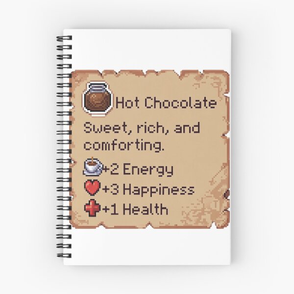 Item preview, Hot Chocolate Sweet, Rich, And Comforting. +2 Energy +3 Happiness +1 Health Gaming RPG Buff Drink designed and sold by GrumpySableye.