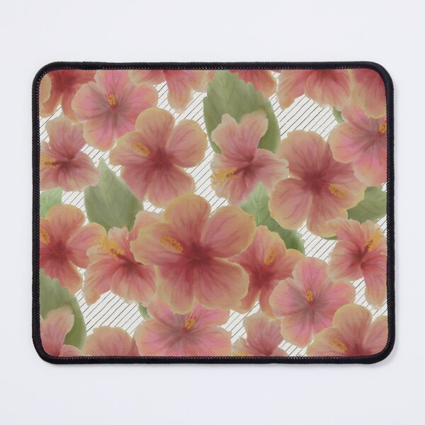 Item preview, Soft Watercolor Tropical Hibiscus Pattern with Stripes designed and sold by Seamlessly Buffalo.