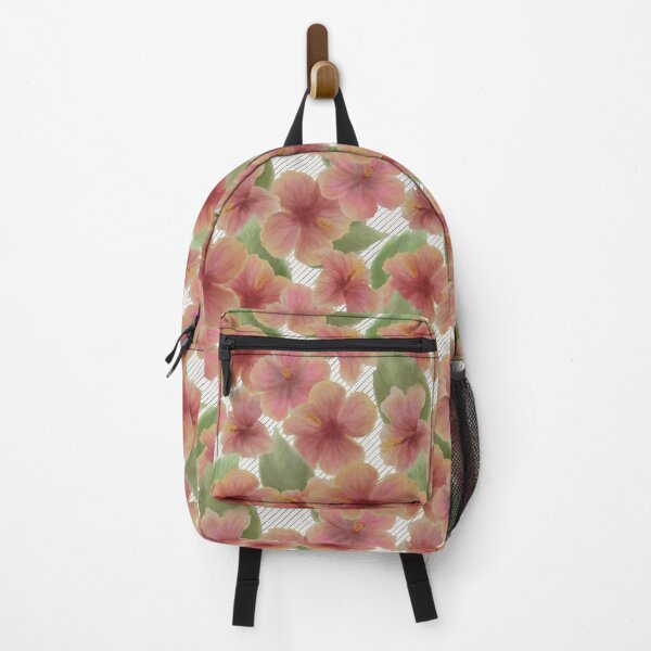 Item preview, Soft Watercolor Tropical Hibiscus Pattern with Stripes designed and sold by Seamlessly Buffalo.