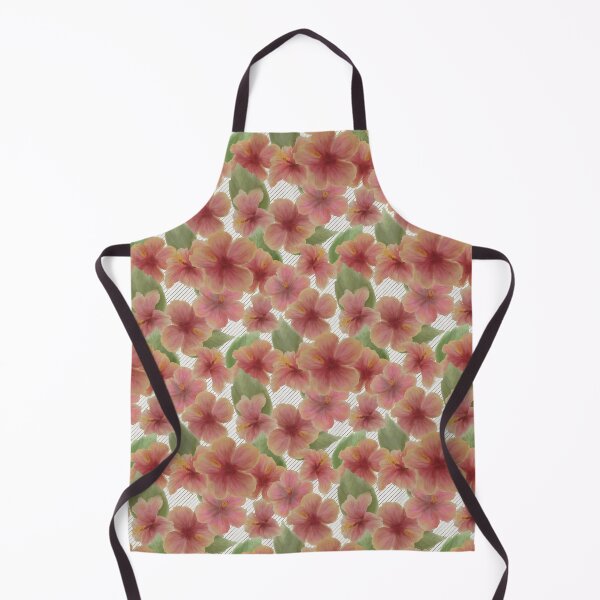 Item preview, Soft Watercolor Tropical Hibiscus Pattern with Stripes designed and sold by Seamlessly Buffalo.