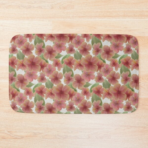 Item preview, Soft Watercolor Tropical Hibiscus Pattern with Stripes designed and sold by Seamlessly Buffalo.