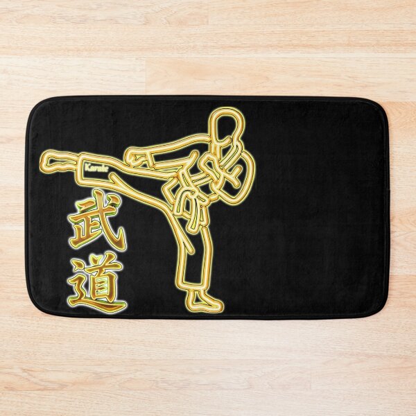 Item preview, Neon Gold Karate Fighter High Kick - Martial Arts Silhouette designed and sold by DigitalArtDesignLab.