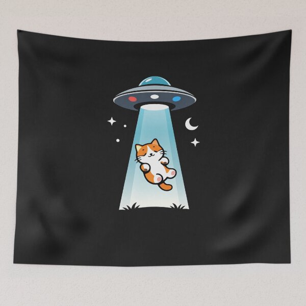 Item preview, Meow Space Abduction Adorable Cat Being Beam Up by UFO designed and sold by Owcomm.
