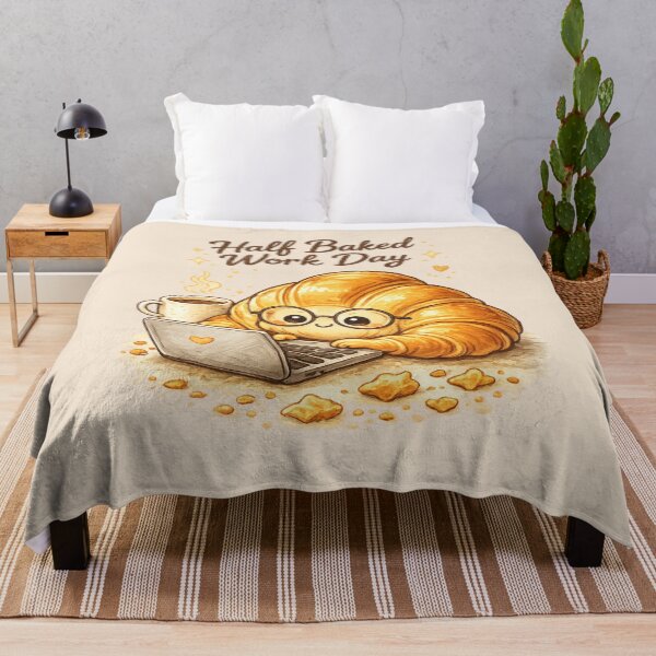 Item preview, Half Baked Work Day Croissant | Cute Cozy Work From Home Kawaii Pastry designed and sold by PopCulturePixel.