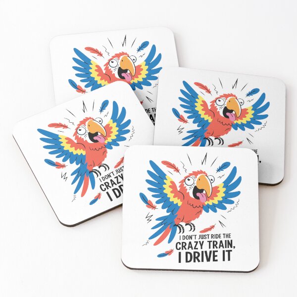 Item preview, Crazy Parrot "I Drive the Crazy Train" Funny Bird Design designed and sold by ArthousePromos.