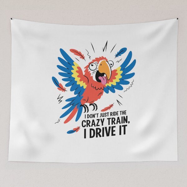 Item preview, Crazy Parrot "I Drive the Crazy Train" Funny Bird Design designed and sold by ArthousePromos.