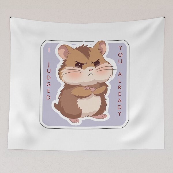 Item preview, I Judged You Already Cute Angry Hamster Sticker – Funny Grumpy Kawaii Animal Meme designed and sold by pn_terest.