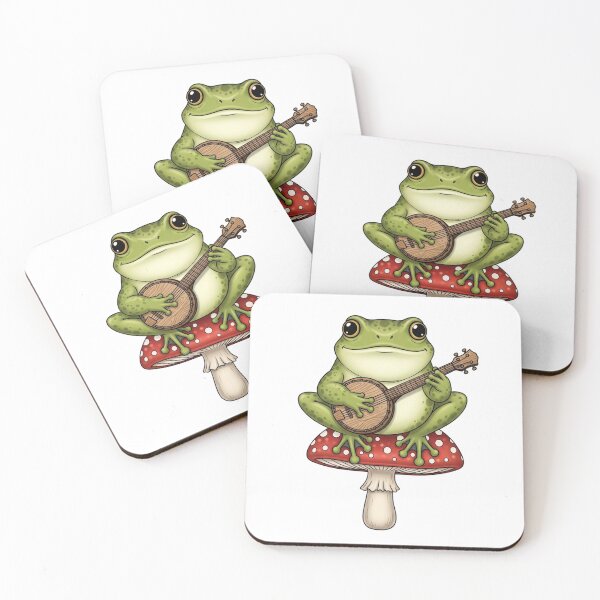Item preview,  Frog on a Mushroom Playing- Banjo designed and sold by TheDenimArt.