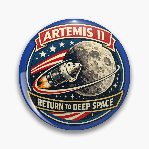 Item preview, Artemis II Retro Badge Vintage Mission designed and sold by UnicornDreamers.