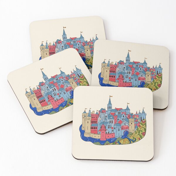 Item preview, Colourful Medieval Town Illustration Design designed and sold by MariOyama.