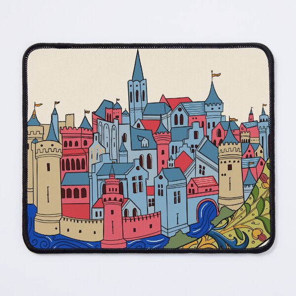 Item preview, Colourful Medieval Town Illustration Design designed and sold by MariOyama.