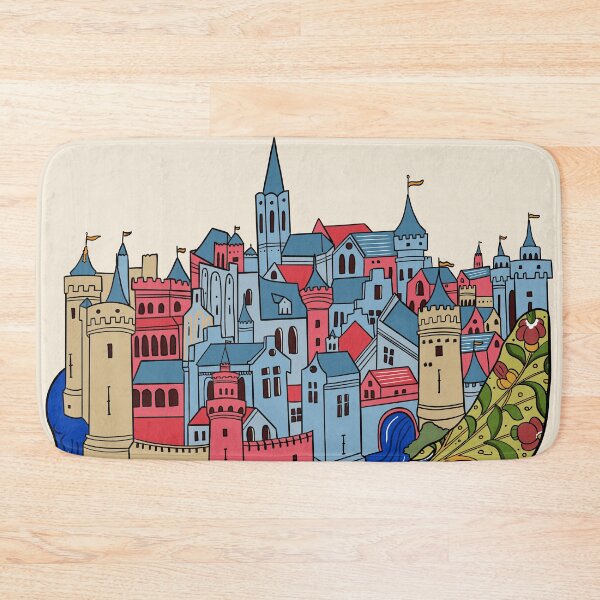 Item preview, Colourful Medieval Town Illustration Design designed and sold by MariOyama.