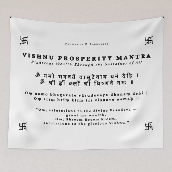 Item preview, Vishnu Prosperity Mantra – Stability, Wealth & Divine Order | Sanskrit Spiritual Text Art designed and sold by InevitableAum.