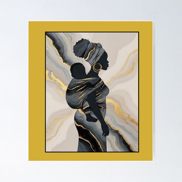 Item preview, Carried in Love — African Motherhood Silhouette Art Print | Black Woman & Baby Poster | Ancestral Heritage Wall Art designed and sold by nancysdaughter.