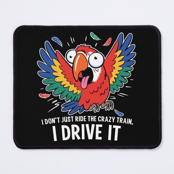 Item preview, Crazy Train Driver Parrot - Optimized for Dark Apparel designed and sold by ArthousePromos.