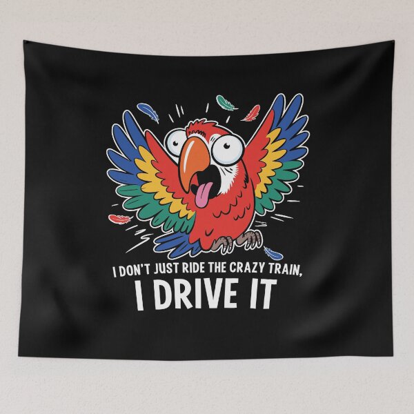 Item preview, Crazy Train Driver Parrot - Optimized for Dark Apparel designed and sold by ArthousePromos.
