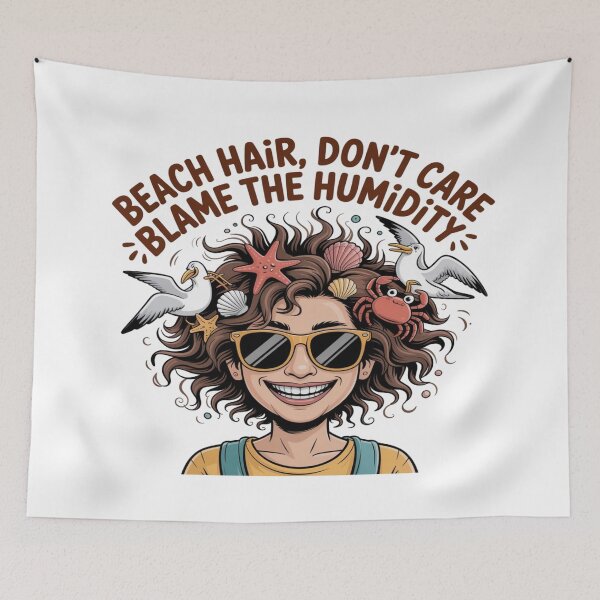 Item preview, Beach Hair Don’t Care Blame the Humidity Funny Goa Beach– Summer Vacation Travel Humor Design designed and sold by Globalcitytees.