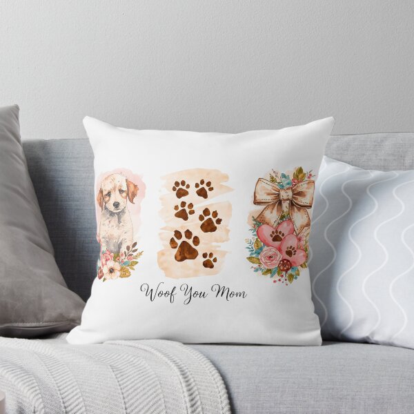 Item preview, Watercolor Pup: Paw Prints and Floral Bow designed and sold by Serenelyart.