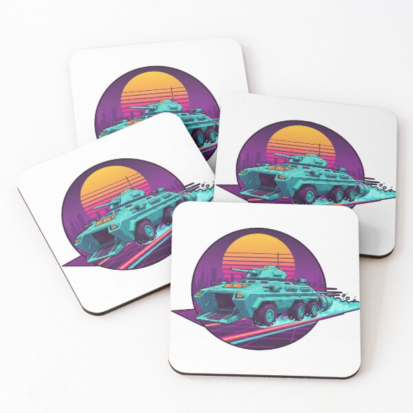 Item preview, Retro Futuristic Armoured Tank Neon City Vaporwave Style. designed and sold by The-T-In-Retro.