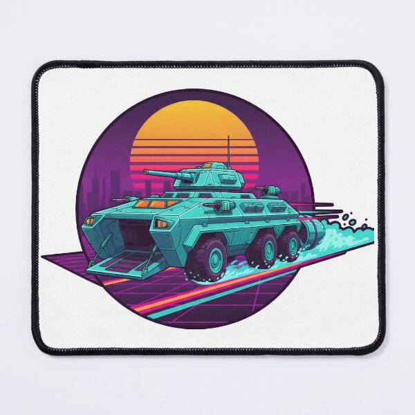 Item preview, Retro Futuristic Armoured Tank Neon City Vaporwave Style. designed and sold by The-T-In-Retro.