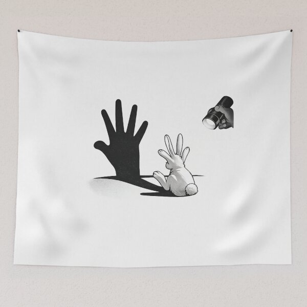 Item preview, Rabbit Shadow Hand Art Surreal Bunny Design designed and sold by SoftSproutstu.