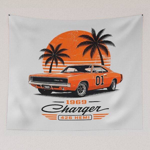 Item preview, 1969 Charger 426 HEMI Orange Sunset Retro Design designed and sold by EdGraphy.