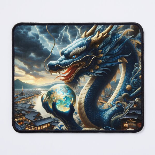 Item preview, The Azure Dragon - Guardian of Kyoto | Japanese Mythology Dragon Wall Art designed and sold by Stoneflower-Art.
