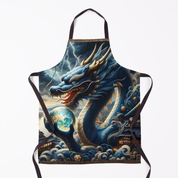 Item preview, The Azure Dragon - Guardian of Kyoto | Japanese Mythology Dragon Wall Art designed and sold by Stoneflower-Art.