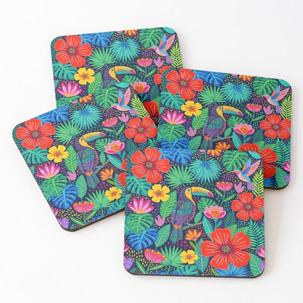 Item preview, Tropical Flowers and Birds. Fun hand painted tropical pattern.  designed and sold by iclipart.
