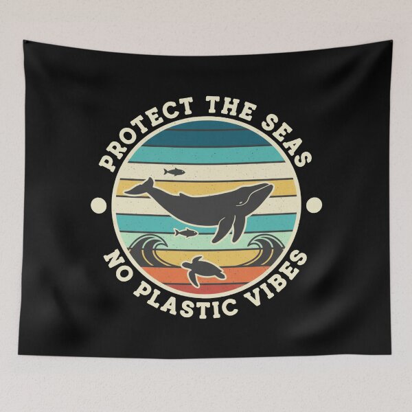 Item preview, Protect the Seas No Plastic Vibes | Retro Earth Day Ocean Awareness designed and sold by Axivra.