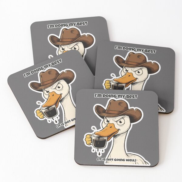 Item preview, Funny Grumpy Cowboy Goose - I'm Doing My Best Coffee Sticker designed and sold by ByAnad.