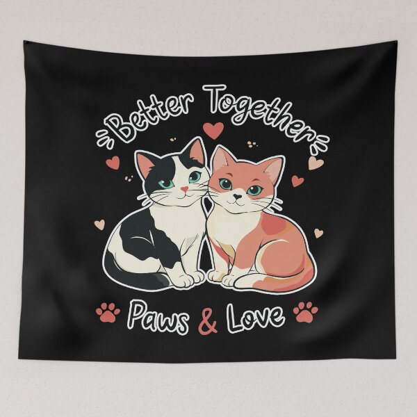 Item preview, Better Together Cute Cats Love Design – Paws and Love designed and sold by MonNoir.