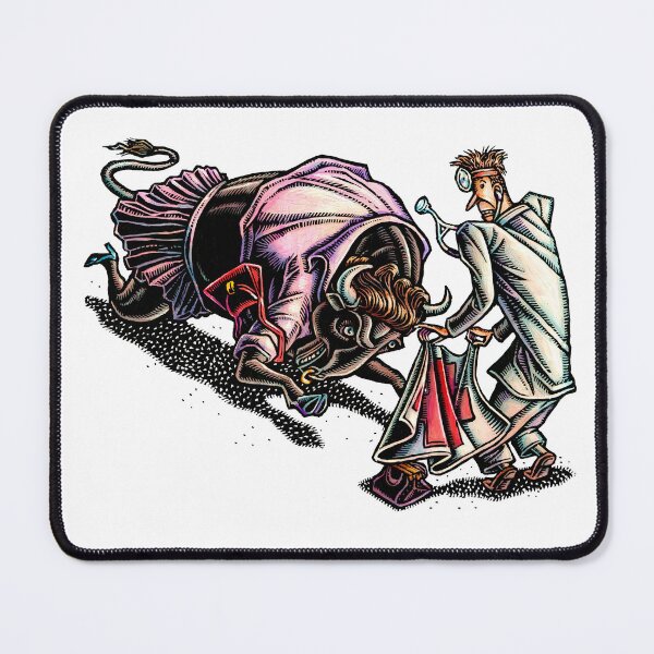 Item preview, Angry Bull Patient Charges Doctor designed and sold by LisaHaney.