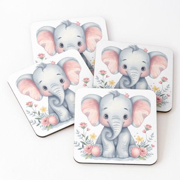 Item preview, Baby Elephant Cute Cartoon Animal - Pastel and Flowers Design designed and sold by DigitfanStudio.