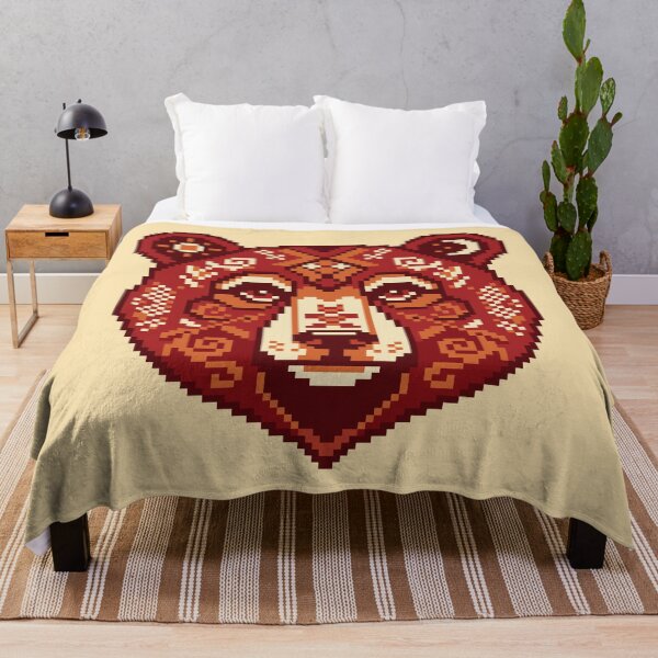 Item preview, «Bear with Ukrainian Ornament (Pixel art)» designed and sold by  BoomPoster.