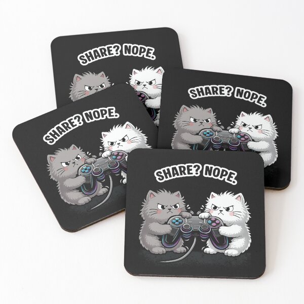 Item preview, Share Nope Funny Gamer Cats Fighting Over Controller Cute Angry Cat Gaming Meme Design designed and sold by MonNoir.